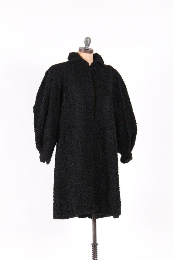 Vintage Persian lamb fur coat black curly lamb sk… - image 2