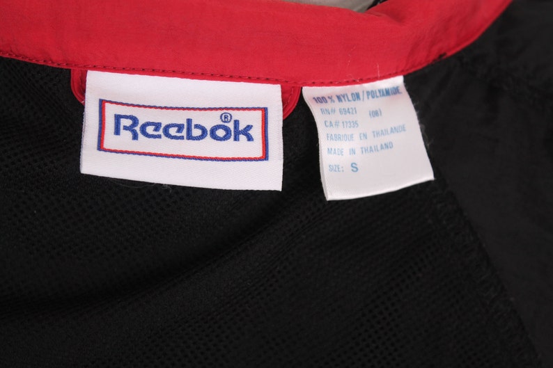 REEBOK vintage 1990s Black white red Nylon Windbreaker Jacket Mens small image 5