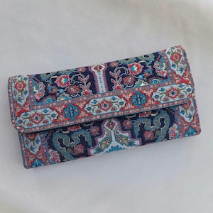 Boho Wallet, Women’s Wallet, Wallet Made With Carpet Patterns, Fabric Wallet, Hippie Wallet, Bohemian Wallet, Handmade Gift for Women