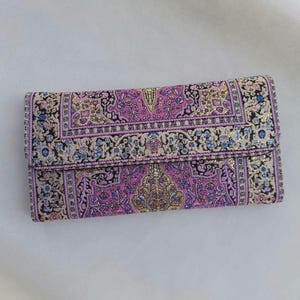 Portefeuille bohème, Portefeuille pour femme, Portefeuille fait main, Portefeuille en tissu, Portefeuille à motifs de tapis, Portefeuille bohème, Portefeuille hippie