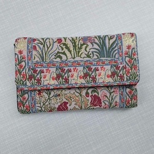Boho Small  Fabric Wallet: Turkish Floral Carpet Pattern, Handmade Bohemian style