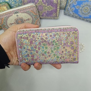 Cartera pequeña para mujer, cartera boho hecha con motivos de alfombras, cartera hippie, cartera boho, cartera para mujer, cartera hecha a mano para mujer, monedero