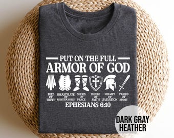 Armor of God Christian T-Shirt | Ephesians 6:10 Bible Verse Tee | Full Armor Scripture Shirt | Faith Based Apparel God's Armor