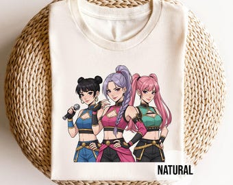 Camiseta de anime Kpop, camiseta de grupo de chicas de anime, camiseta estética inspirada en Kpop, merchandising de fans de anime estilo ídolo