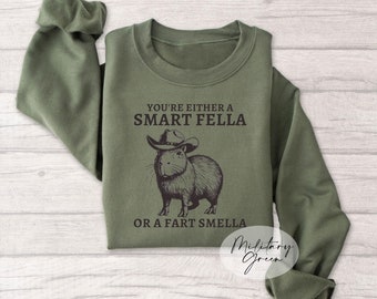 Sudadera divertida de vaquero con capibara: camiseta con gráficos humorísticos de estilo occidental: regalo peculiar para amantes de los animales para él o ella