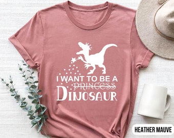 Funny Dinosaur Princess T-Shirt - Whimsical Dino Graphic Tee for Kids, Girls, and Dino Lovers - Cute Birthday Gift Idea