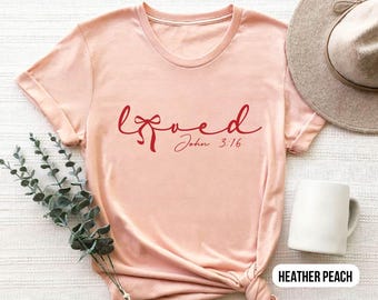 Camiseta "Amado Juan 3:16", camiseta de fe cristiana para mujer, camiseta con versículo bíblico, regalo minimalista de las Escrituras, atuendo para la iglesia