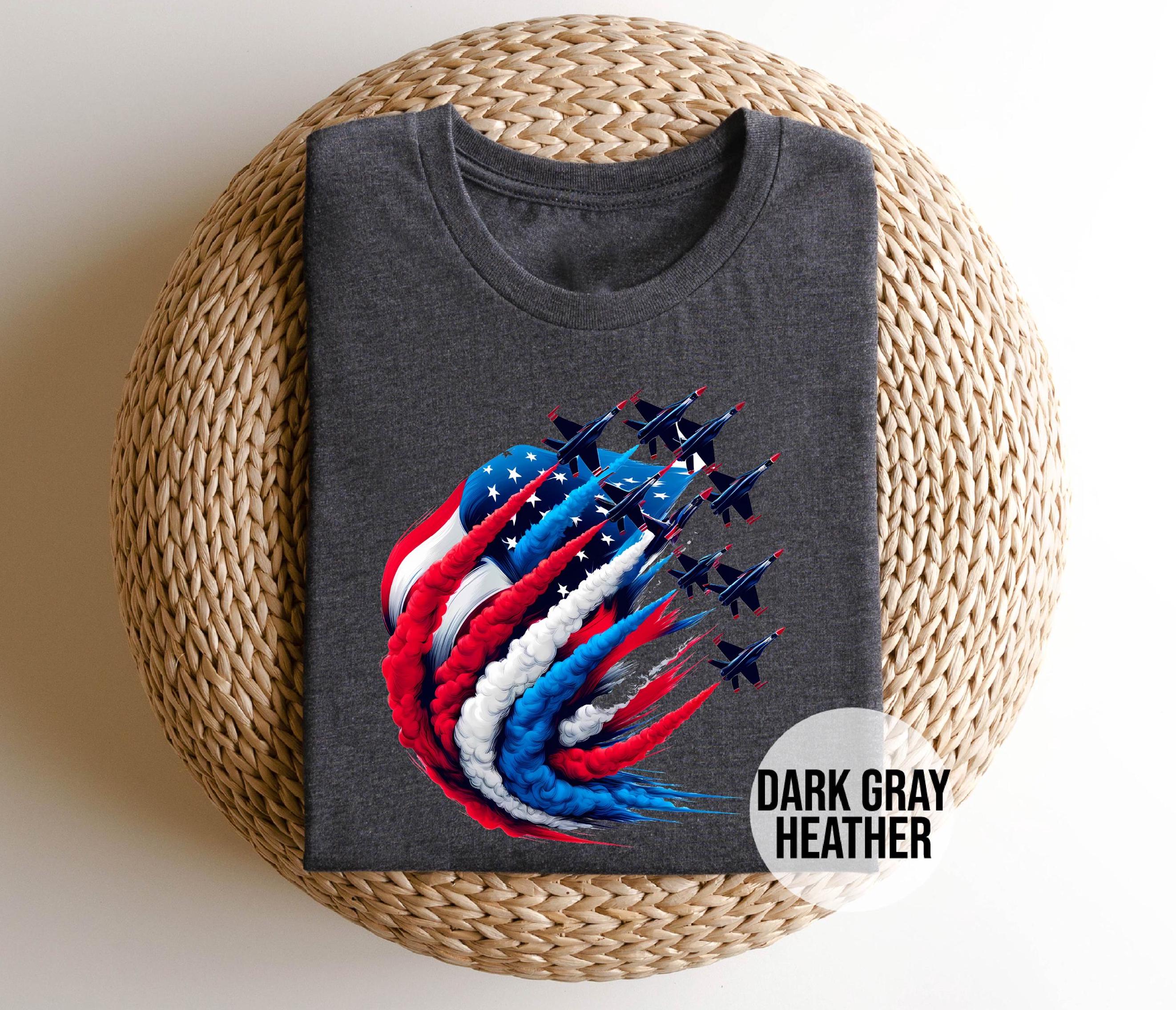 Patriotic Fighter Jet T-Shirt - USA Military Air Show Tee - 4th of July Shirt - Veterans Gift - Aviation Graphic Tee - Red White Blue