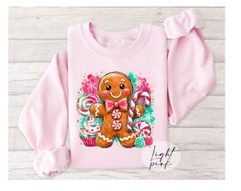 Gingerbread Christmas Sweatshirt, Cute Gingerbread Shirt, Candy Cane Christmas Sweater, Holiday Cookie Sweatshirt, Christmas Gift