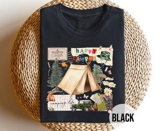Happy Camper Shirt, Vintage Camping Tee, Outdoor Adventure Shirt, Nature Lover Gift, Tent Camping Tee, Hiking Camper Shirt