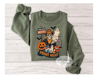 Sudadera de Halloween "Noche de Terror", Camiseta de Vaquero Esqueleto, Sudadera de Halloween del Oeste, Camiseta Retro de Temporada Espeluznante, Regalo de Halloween de Vaquero