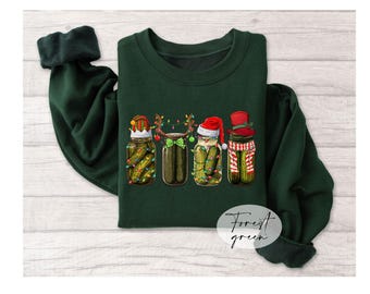 Funny Christmas Pickle Sweatshirt,  Pickle Lover Shirt, Christmas Gifts, Pickle Shirt, Xmas Shirt, Retro Canned Pickles Christmas Light