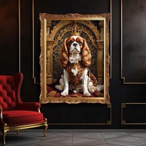 Printable Elegant Royal King Charles Spaniel Dog Renaissance Style Artwork ~ All ratio available 6 jpegs