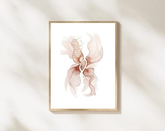 Varm Neutral Abstrakt Akvarellkonst Terrakotta Rosa Beige Minimalistiskt Tryck Organiska Former Poster Modern Boho Väggdekor Digital Nedladdning