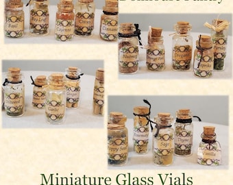 Miniature Filled Glass Apothecary Vials for the Kitchen Witch or Green Witch Dollhouse Pantry