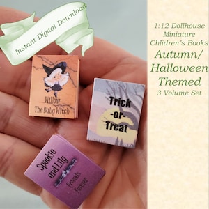 3 Miniature FALL/HALLOWEEN Children's Books for Dollhouses Digital Download