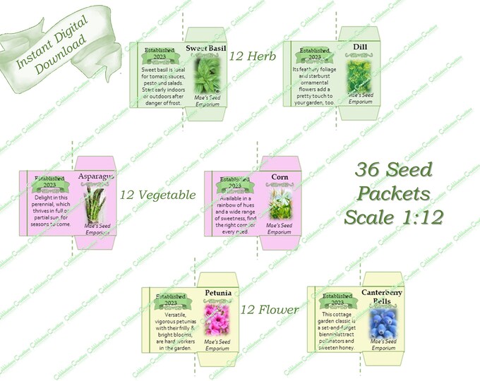 Printable Miniature Seed Packets: Dollhouse Garden (digital File ...