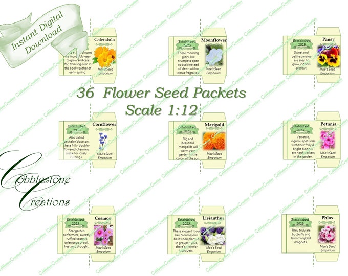 Printable Miniature Seed Packets Digital File Printable Sheet for ...