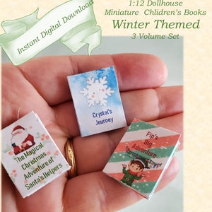 3 Miniature WINTER/CHRISTMAS Children&#39;s Books for Dollhouses Digital Download
