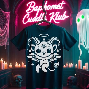 Cute Baphomet Unisex Shirt, Occult Graphic Tee, Devil Worshiper T-Shirt, Satanic Symbol Top, Alternative Clothing, Dark Gothic Fashion Mori