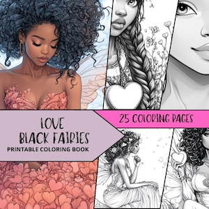 Black Woman Coloring Pages, Fairy Coloring Pages for Adult, Grayscale Coloring Sheets, Relaxing Coloring Book, Fashion Coloring