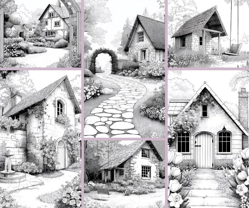 Rustic Coloring Books Rustic Coloring Pages, Printable Coloring Pages for Adult, Relaxing ...