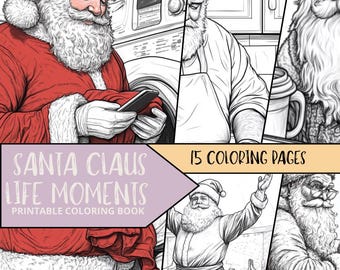 Pagina da colorare di Babbo Natale per Natale, Download digitale, Pagina da colorare di Natale, Pagina da colorare di neve per le vacanze invernali, Pagine da colorare per le vacanze, Disegno da colorare di Babbo Natale