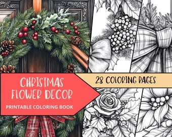 Weihnachten Malseiten, Blumen Malseiten, Urlaub Färbung, Weihnachten Malbuch, Printable Instant Download, Blumen färben