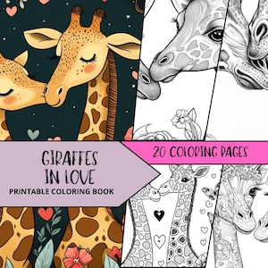 Giraffe Coloring, Giraffe Coloring Pages,Printable Adult Coloring Pages,Relaxing coloring sheets, Roman tic Coloring, Valentine Day Coloring