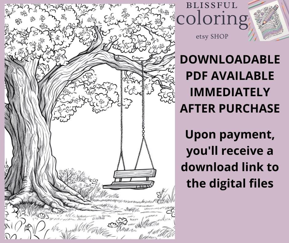 Printable Tree Coloring Pages, Adult Coloring Printables, Tree Coloring ...