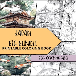 Japanese Coloring Pages, Printable Coloring Pages for Adult, Japanese Coloring Sheets, Relaxing Coloring Book, Japan Bundle Coloring Page