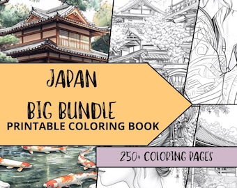 Dibujos para colorear japoneses, Dibujos para colorear imprimibles para adultos, Láminas para colorear japonesas, Libro para colorear relajante, Paquete de dibujos para colorear de Japón