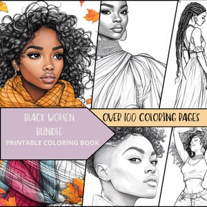 Black Woman Coloring Pages Bundle, Printable Coloring Pages for Adult, Coloring Sheets, Relaxing Coloring Book, Fashion Coloring