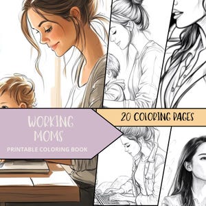 Woman Coloring Pages, Family Coloring, Printable Coloring Pages for Adult, Relaxing Coloring Book, Fashion Coloring Sheets, Mother Coloring