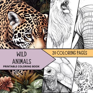 Tiere Malseiten, sofort Download, Wildtiere Malbuch, Widlife Färbung, Druckbare Wildtiere, Stress Relief Erwachsene