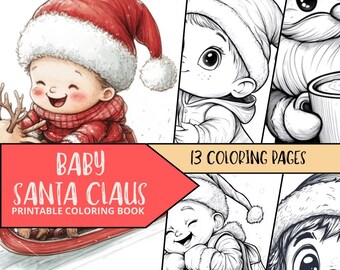 Pagina da colorare di Babbo Natale per Natale, Download digitale, Pagina da colorare di Natale, Pagina da colorare di neve per le vacanze invernali, Pagine da colorare per le vacanze, Disegno da colorare di Babbo Natale