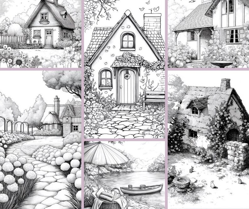 Rustic Coloring Books Rustic Coloring Pages, Printable Coloring Pages for Adult, Relaxing ...