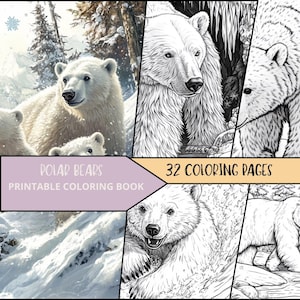 Eisbären Malseite, druckbare, digitale Download, Bär Malseite, Tiere Malseiten, Malseiten für Erwachsene und Kinder