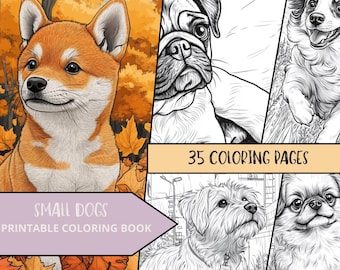 Dogs Coloring | Dog Coloring Pages | Printable Adult Kids Coloring Pages | Download Grayscale Illustration | Printable PDF