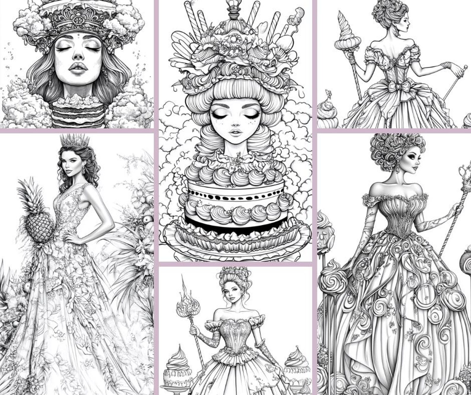 Beautiful Women Coloring Page,digital Download,fantasy Coloring Page ...