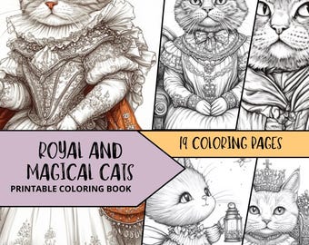 猫の塗り絵、動物の塗り絵、印刷可能なデジタルダウンロード、大人の猫の塗り絵、かわいい子猫の塗り絵、猫の塗り絵