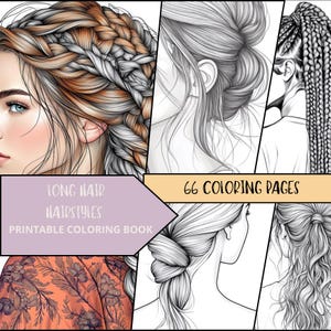 Hairstyle Coloring Pages, Printable Coloring Pages for Adult, Hairstyles Inspiration, Coloring Sheets, Relax Coloring Book, Fashion Coloring
