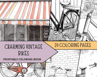Dibujos para colorear de bicicletas, páginas para colorear imprimibles para adultos, libro para colorear relajante, láminas para colorear de bicicletas, páginas para colorear de deportes, para amantes de las bicicletas