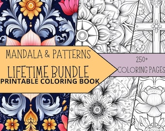 Mandala Coloring Bundle, Design Pattern Coloring Pages, Coloring Printables, Adult Mandala Art, Printable Digital Download, Healing Mandala