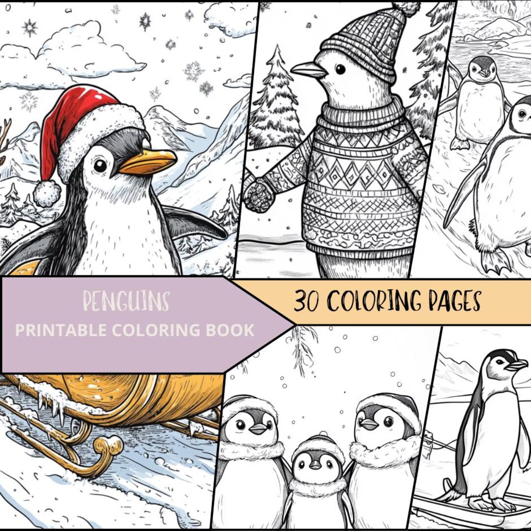 Penguins Coloring Page, Printable Digital Download, Penguin Lover, Cute ...