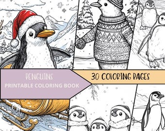 Cute Penguins Coloring Pages, 30 Printable Penguin Art (PDF Download)