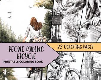 Dibujos para colorear de bicicletas, páginas para colorear imprimibles para adultos, libro para colorear relajante, láminas para colorear de bicicletas, páginas para colorear de deportes, para amantes de las bicicletas