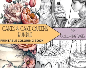 Disegni da colorare di pasticceria, disegni da colorare di decorazioni per torte, disegni da colorare di cibo, disegni da colorare stampabili per adulti, libro da colorare rilassante, disegno da colorare di donna