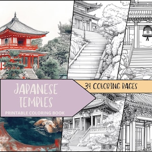 Japanese Coloring, Japan Coloring Sheets, Printable Japanese Coloring Book, Adult Coloring, Colouring Book, Adult Japanese Coloring Book,