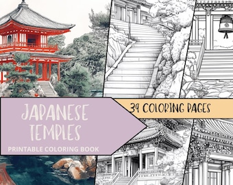Japanese Coloring, Japan Coloring Sheets, Printable Japanese Coloring Book, Adult Coloring, Colouring Book, Adult Japanese Coloring Book,
